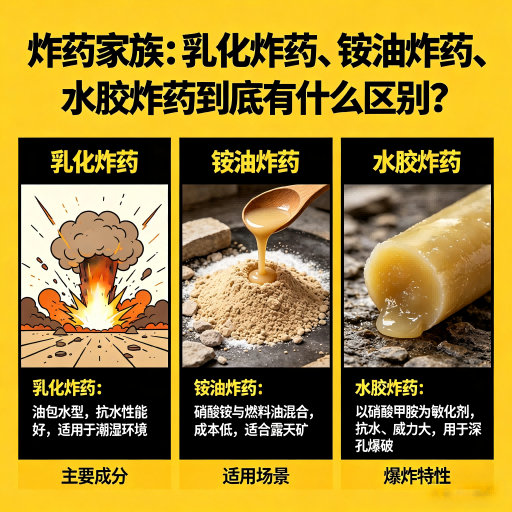 西塞山炸药家族：乳化炸药、铵油炸药、水胶炸药到底有什么区别？